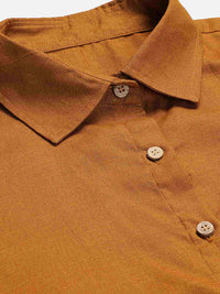 Cotton Linen Crop Shirt & Trouser Slim Fit Co-ord Set (Red)