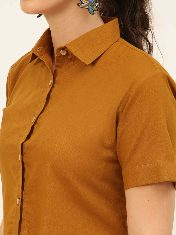 Cotton Linen Crop Shirt & Trouser Slim Fit Co-ord Set