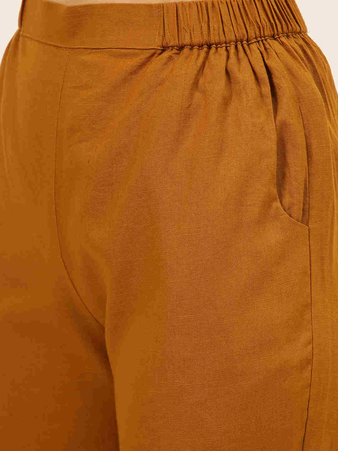 Premium Mustard Cotton Linen Crop Shirt & Trouser Slim Fit Co-ord Set