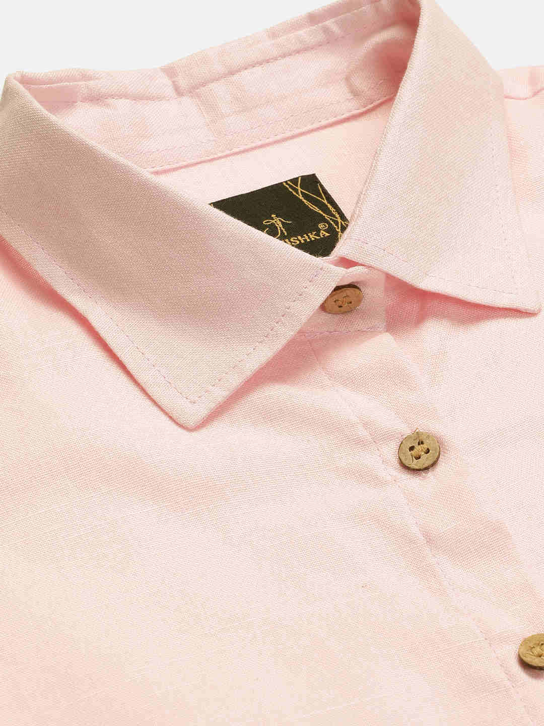 Premium Pink Cotton Linen Crop Shirt & Trouser Slim Fit Co-ord Set