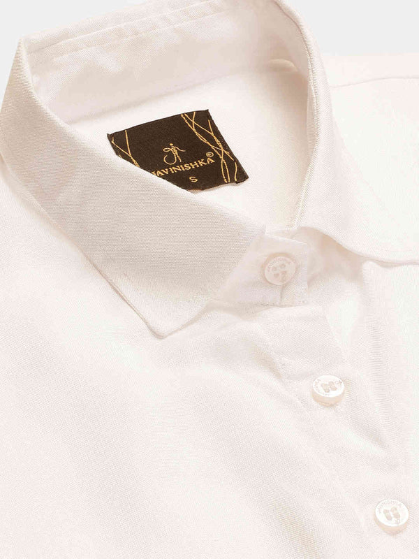 Solid Rayon Crop Shirt