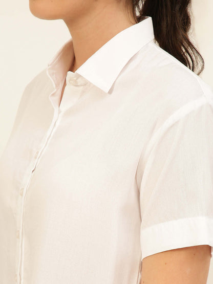 Premium Solid White Rayon Crop Shirt