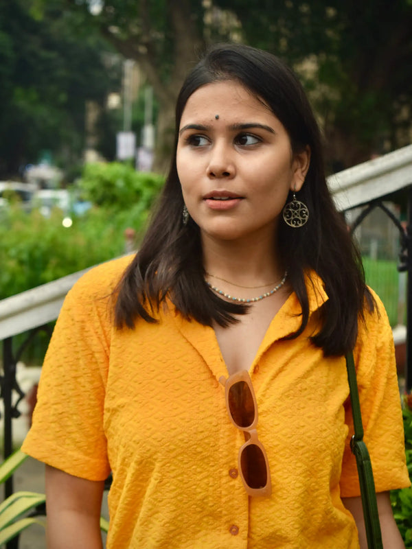 Chikankari Embroidered Women Crop Shirt