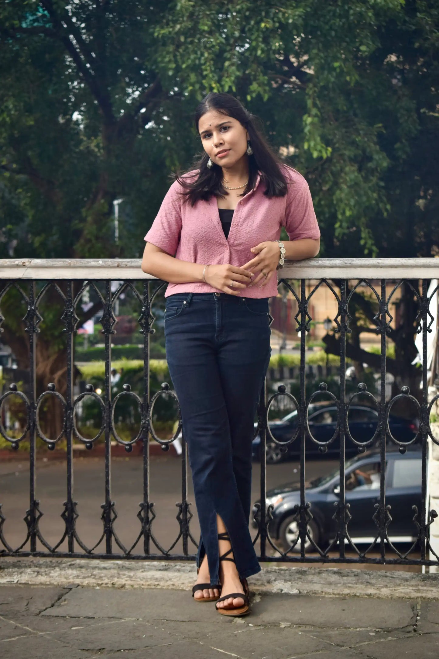 Chikankari Embroidered Women Crop Shirt