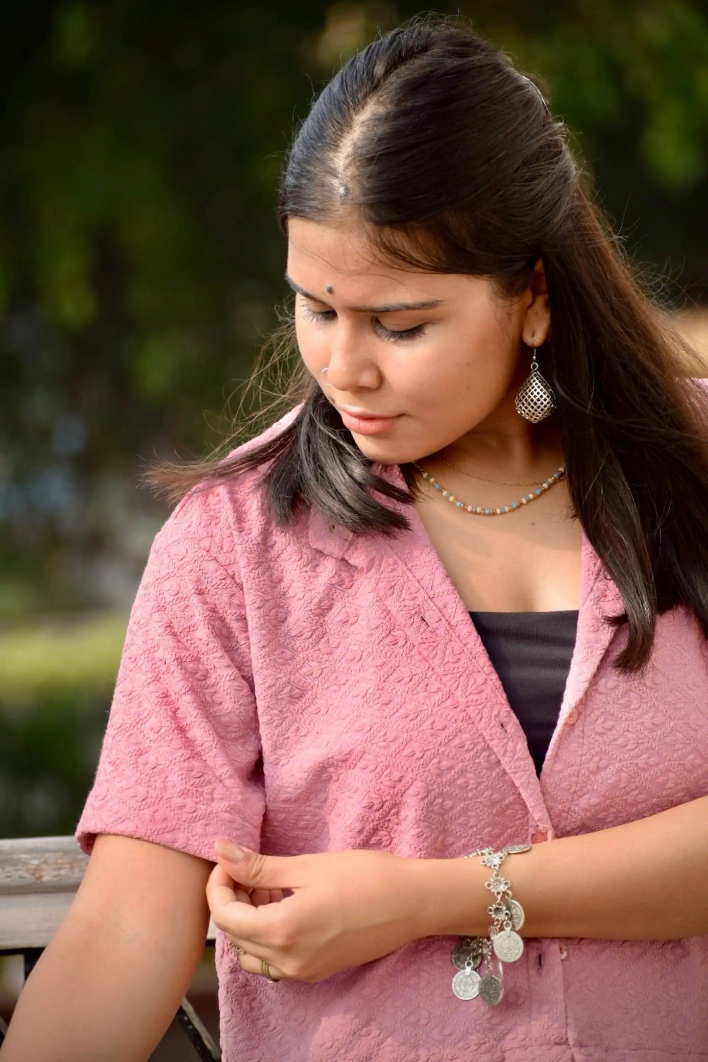 Chikankari Embroidered Women Crop Shirt