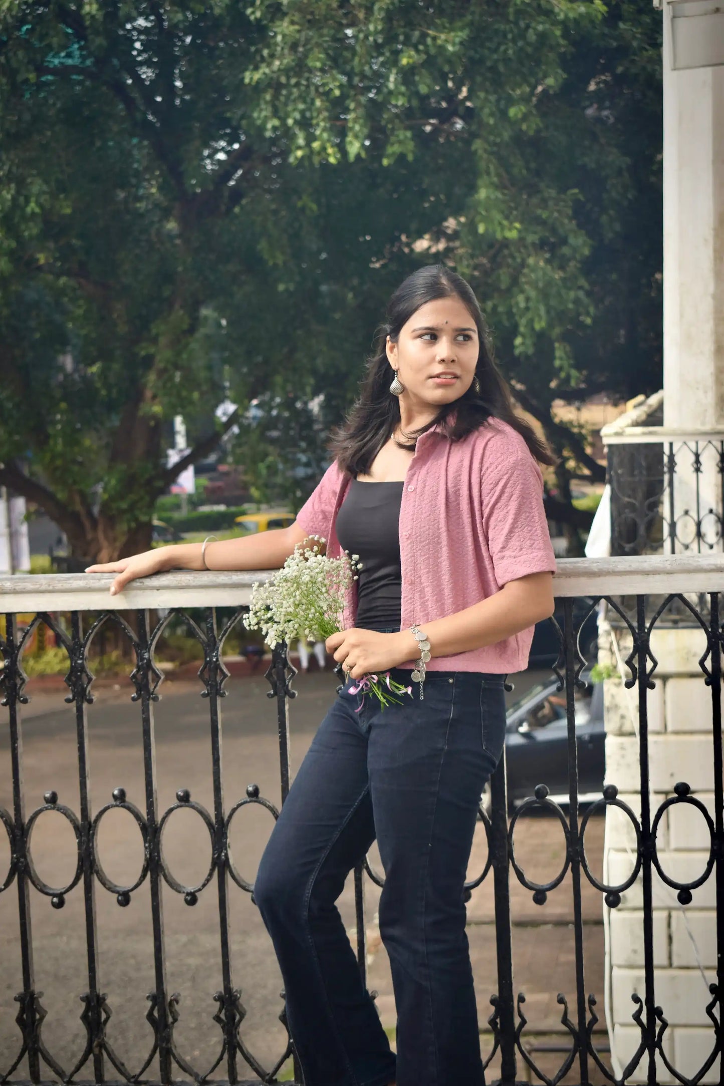 Chikankari Embroidered Women Crop Shirt