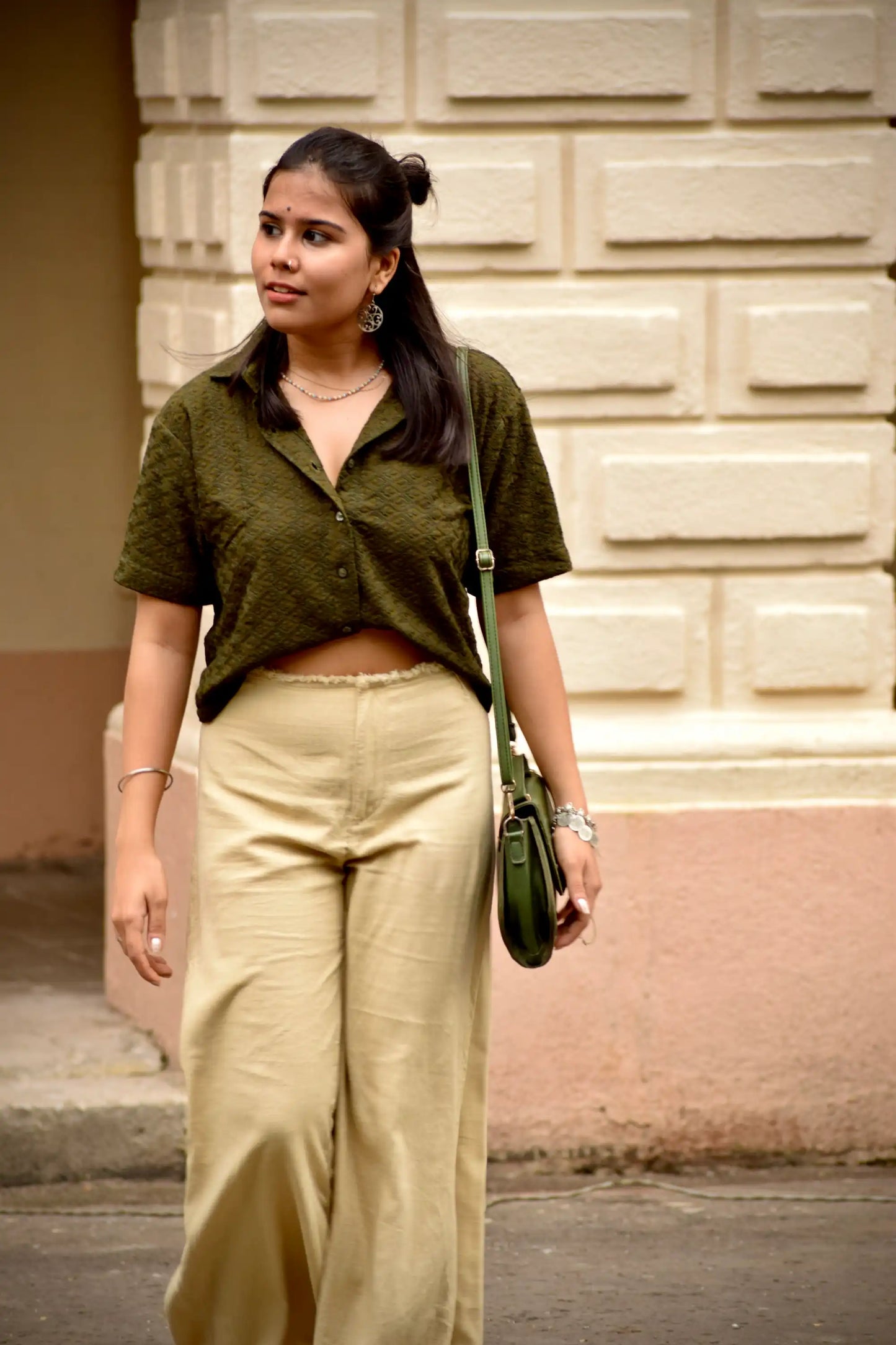 Chikankari Embroidered Women Crop Shirt