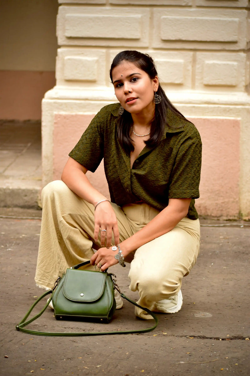 Chikankari Embroidered Women Crop Shirt