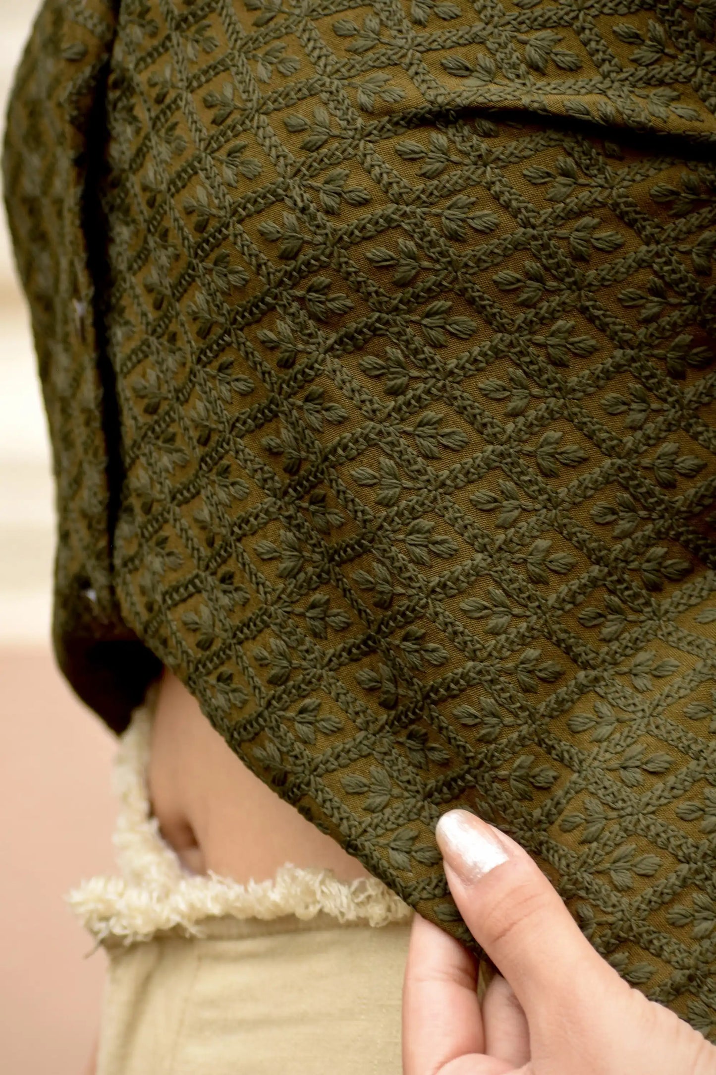 Chikankari Embroidered Women Crop Shirt
