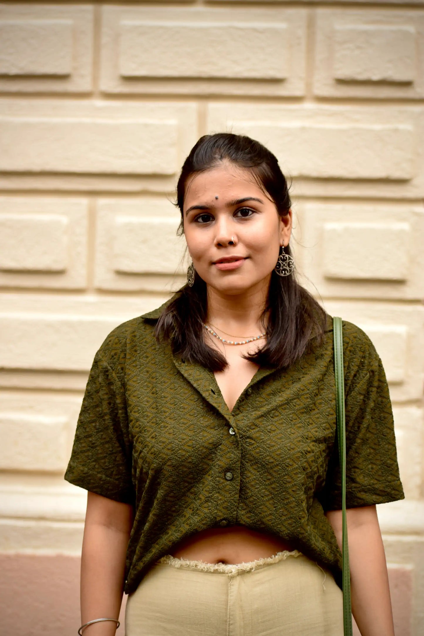 Chikankari Embroidered Women Crop Shirt