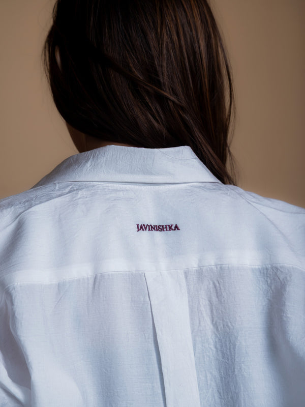 Women Embroidered Oversized Shirt - Let's Wine About it