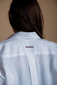 Women Embroidered Oversized Shirt - Let's Wine About it