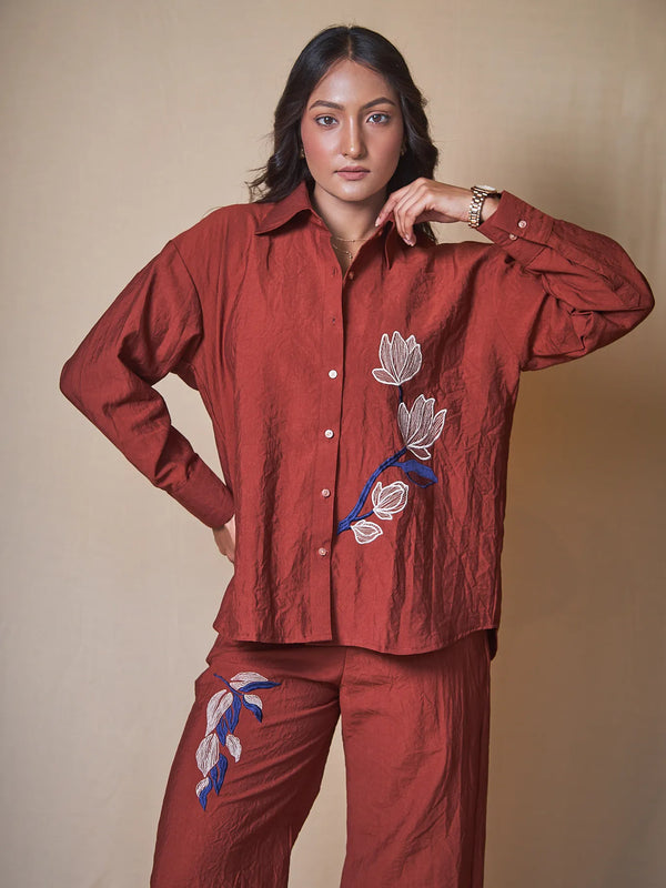 Women Embroidered Oversized Shirt