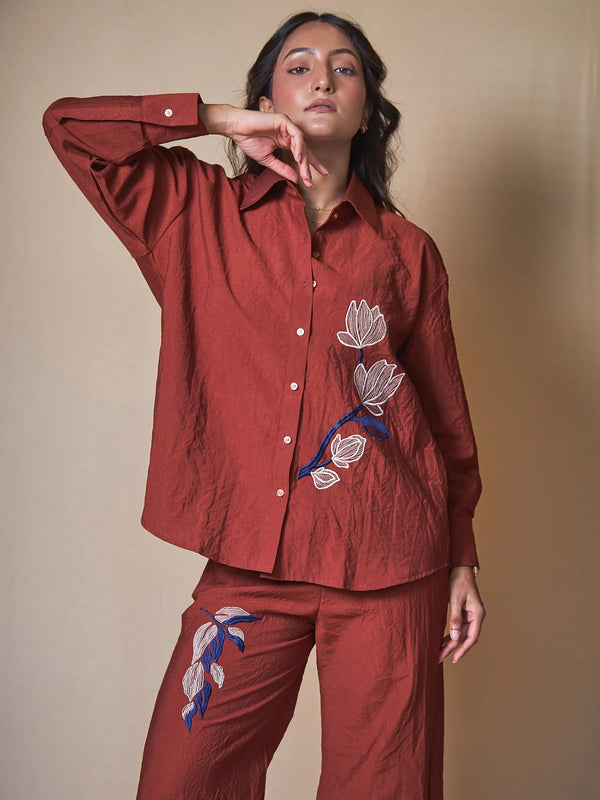 Women Embroidered Oversized Shirt