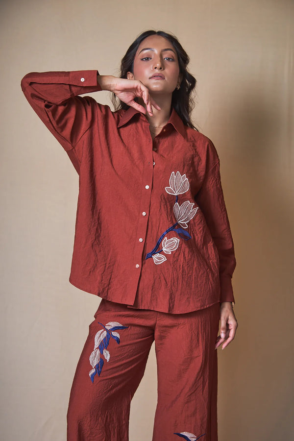 Women Embroidered Oversized Shirt