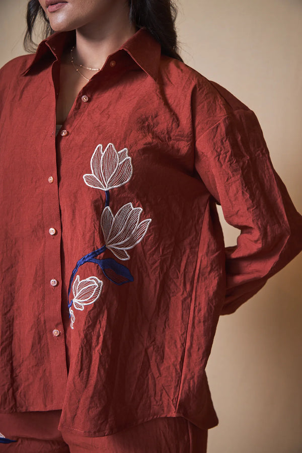 Women Embroidered Oversized Shirt