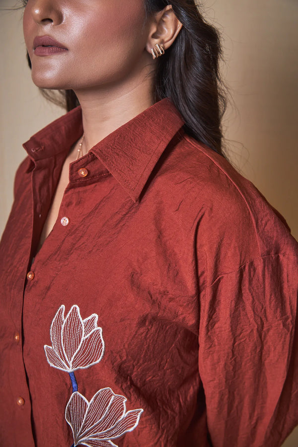 Women Embroidered Oversized Shirt