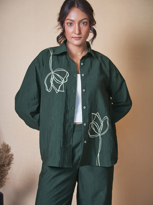 Women Embroidered Oversized Shirt