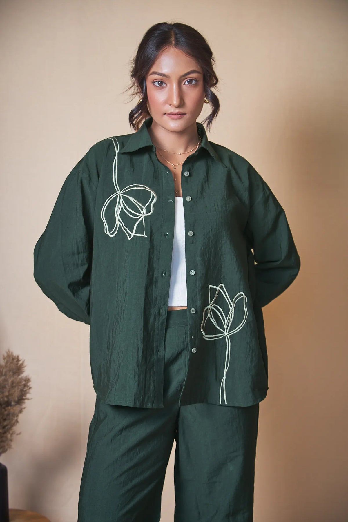 Women Embroidered Oversized Shirt