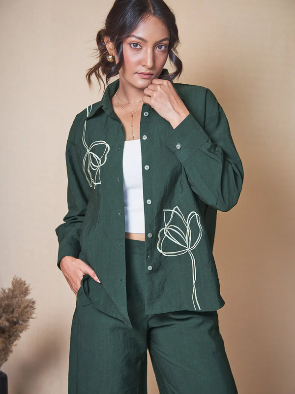 Women Embroidered Oversized Shirt