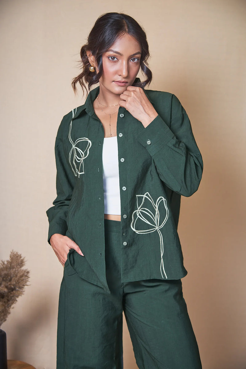 Women Embroidered Oversized Shirt