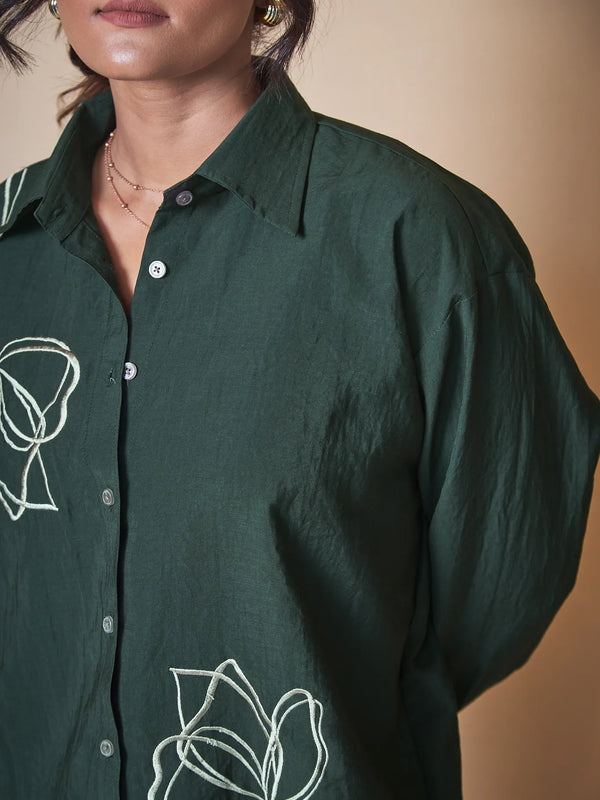 Women Embroidered Oversized Shirt