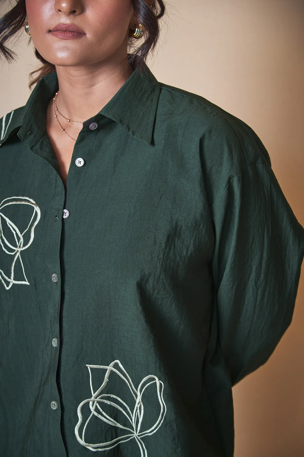 Women Embroidered Oversized Shirt