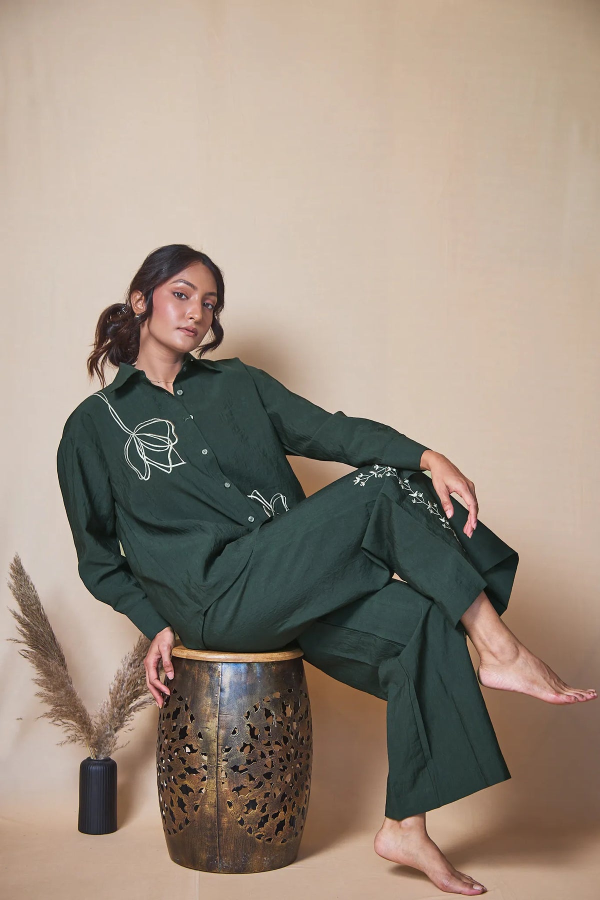 Women Embroidered Oversized Shirt