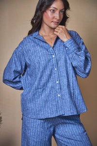 Women Pinstripes Oversized Shirt