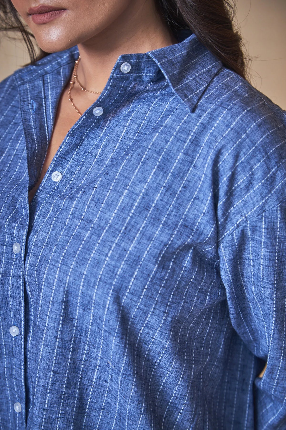 Women Pinstripes Oversized Shirt