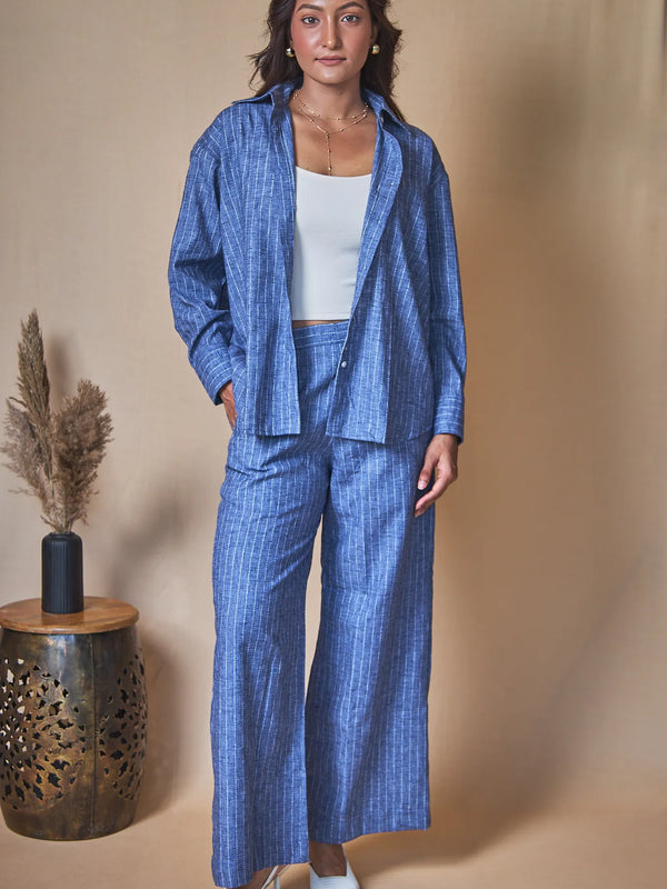 Women Pinstripes Oversized Shirt