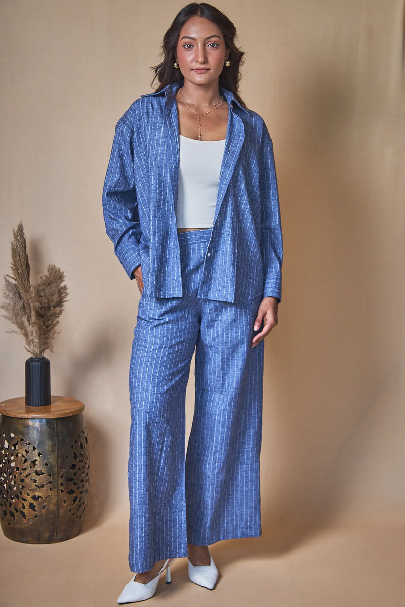 Women Pinstripes Oversized Shirt