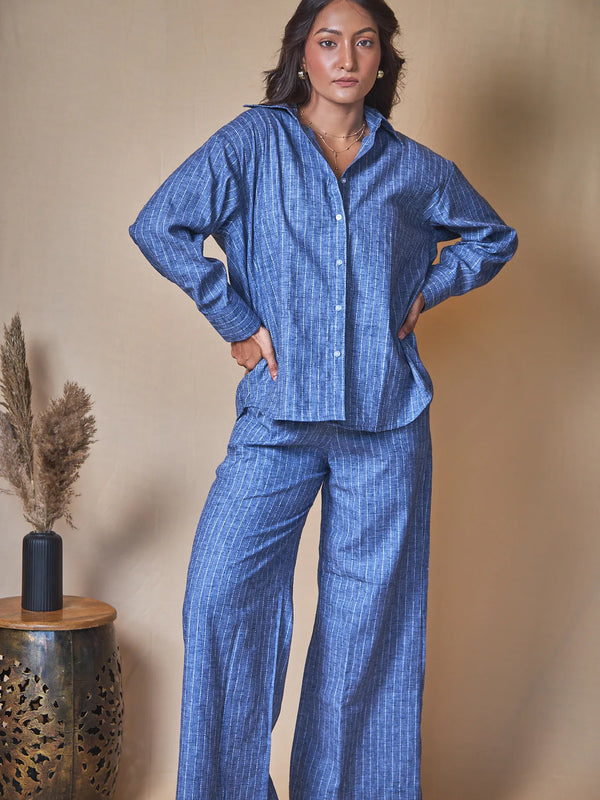 Women Pinstripes Oversized Shirt