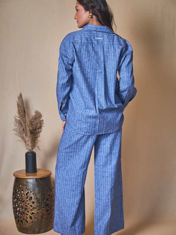 Women Pinstripes Oversized Shirt
