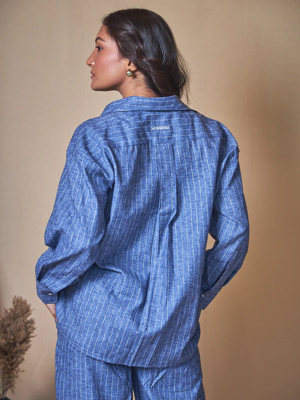 Women Pinstripes Oversized Shirt
