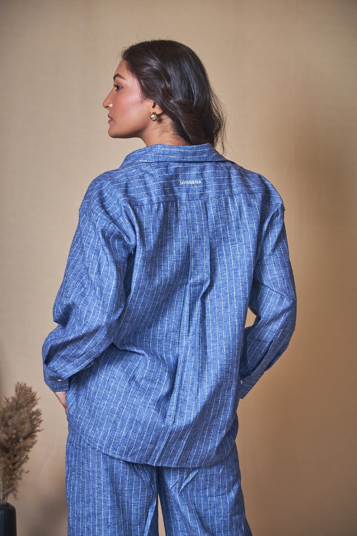 Women Pinstripes Oversized Shirt