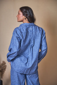 Women Pinstripes Oversized Shirt