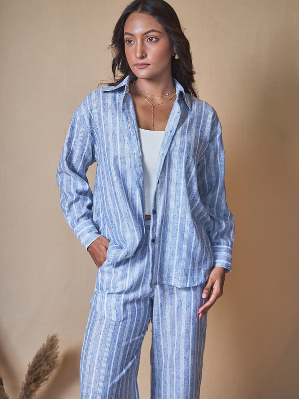 Women Striped Oversized Shirt