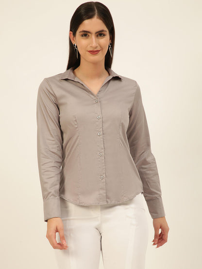 Finest Light Grey Egyptian Giza Cotton Women Formal Shirt