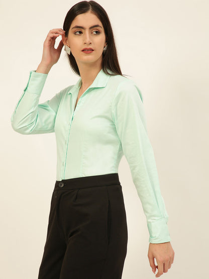 Finest Mint Green Egyptian Giza Cotton Women Formal Shirt