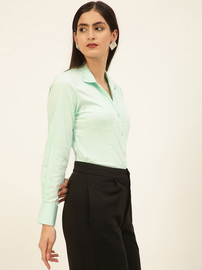 Finest Mint Green Egyptian Giza Cotton Women Formal Shirt