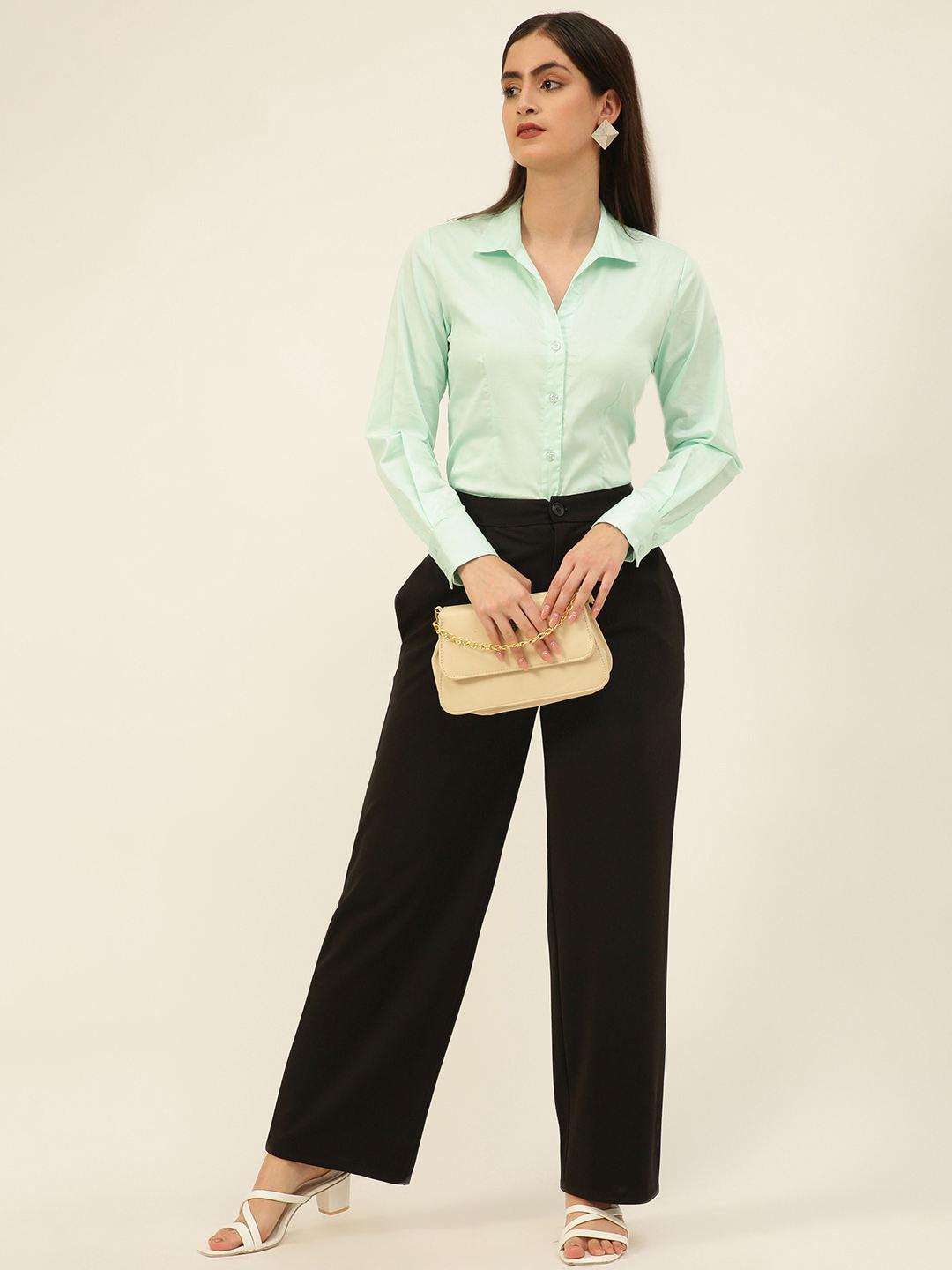 Finest Mint Green Egyptian Giza Cotton Women Formal Shirt