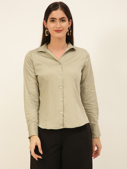 Finest Beige Egyptian Giza Cotton Women Formal Shirt