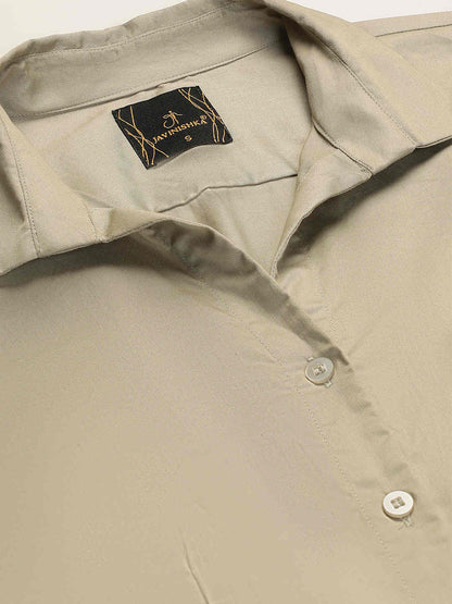 Finest Beige Egyptian Giza Cotton Women Formal Shirt