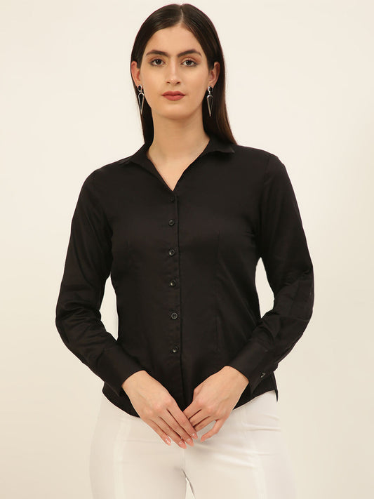 Finest Black Egyptian Giza Cotton Women Formal Shirt