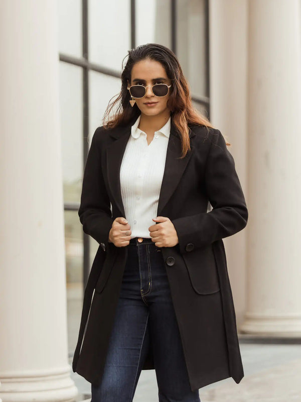 Women Long Coat with Belt