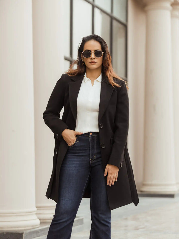 Women Long Coat with Belt
