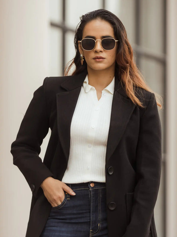 Women Long Coat with Belt
