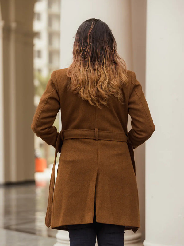 Women Long Coat with Belt
