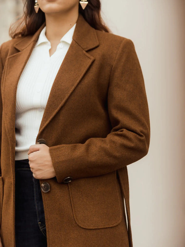 Women Long Coat with Belt